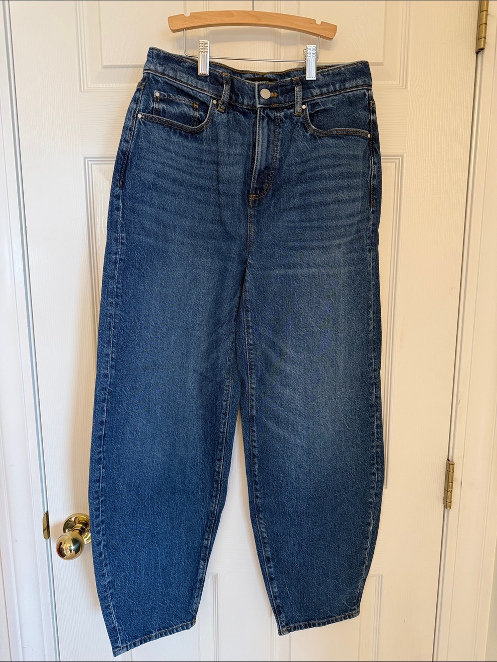 Ann Taylor Dark Blue Jeans “The Barrel” High Rise Perfect Pocketing